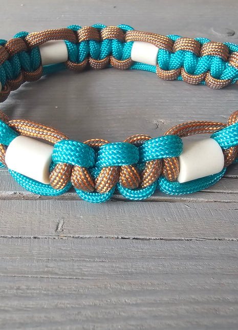 Paracord tekenband Brons Turquoise S