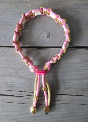 Paracord tekenband pink gold M