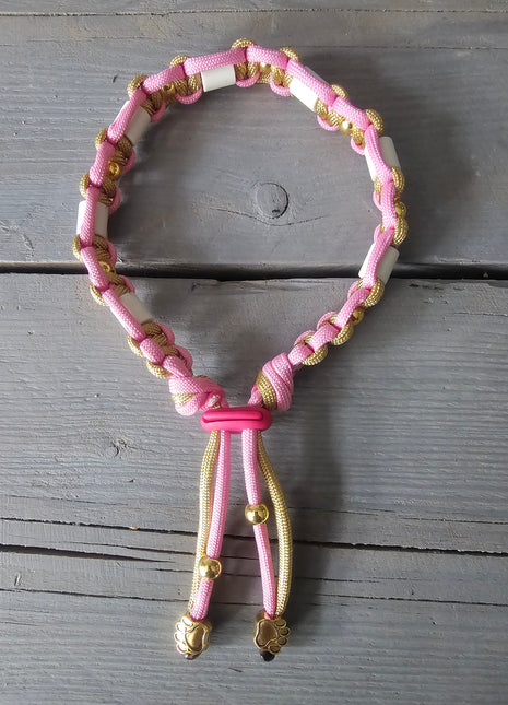 Paracord tekenband pink gold M