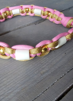Paracord tekenband pink gold M