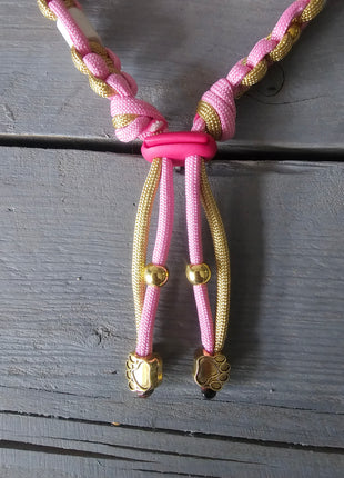 Paracord tekenband pink gold M