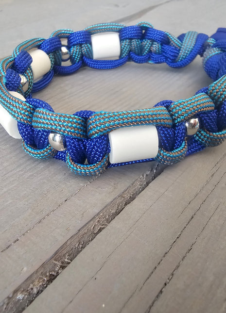 Paracord tekenband blauw aqua S