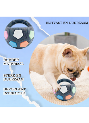 Interactieve hondenbal zwart met handvat 18cm