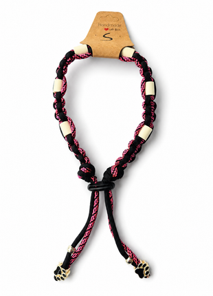 Paracord tekenband Zwart neon roze S+ 28-34cm 1011