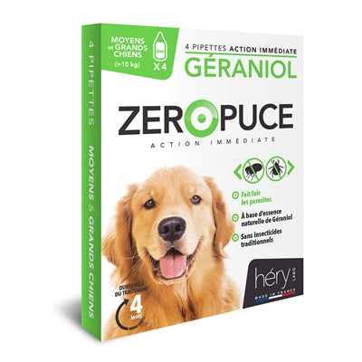 Vlooiendruppels Hond Zonder Chemicaliën 4 pipetten Héry Zéro Puce